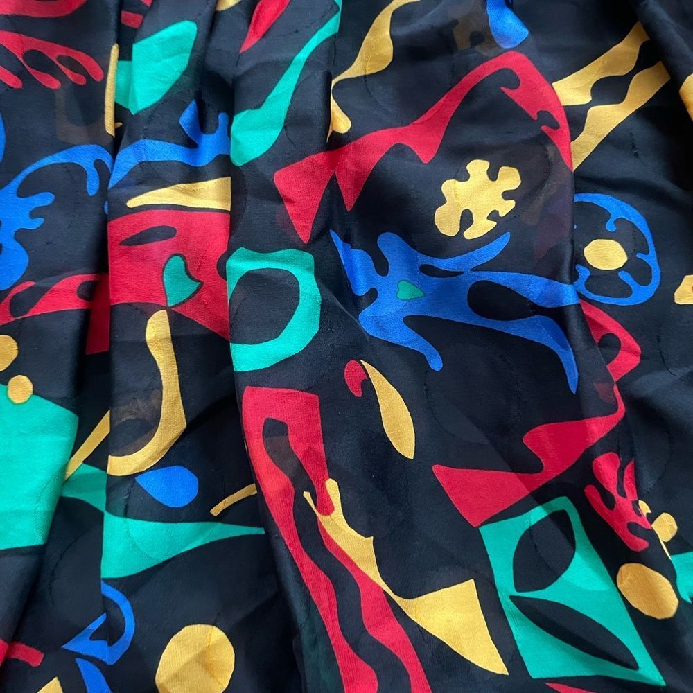 Albert Nipon Vintage 80s Strapless Print Black Dress 100% Silk Sz 6 - Picture 7 of 9